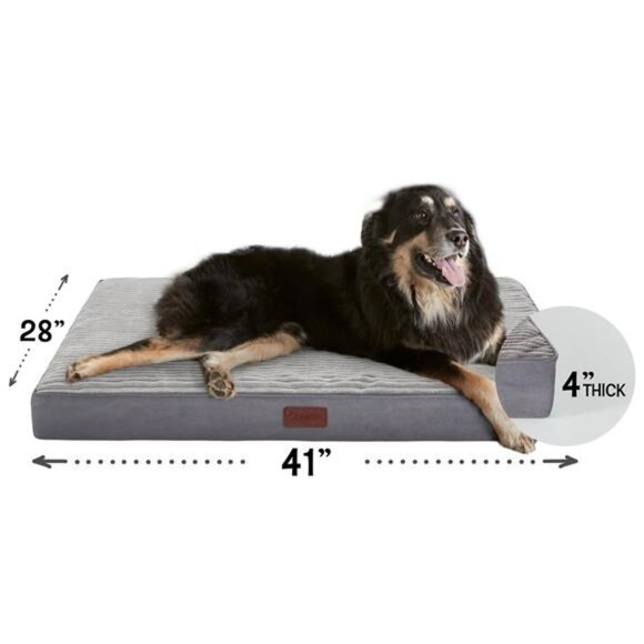 41in Gray Orthopedic Dog Bed For Large Dogs with Egg Crate Foam Support - Picture 2 of 5